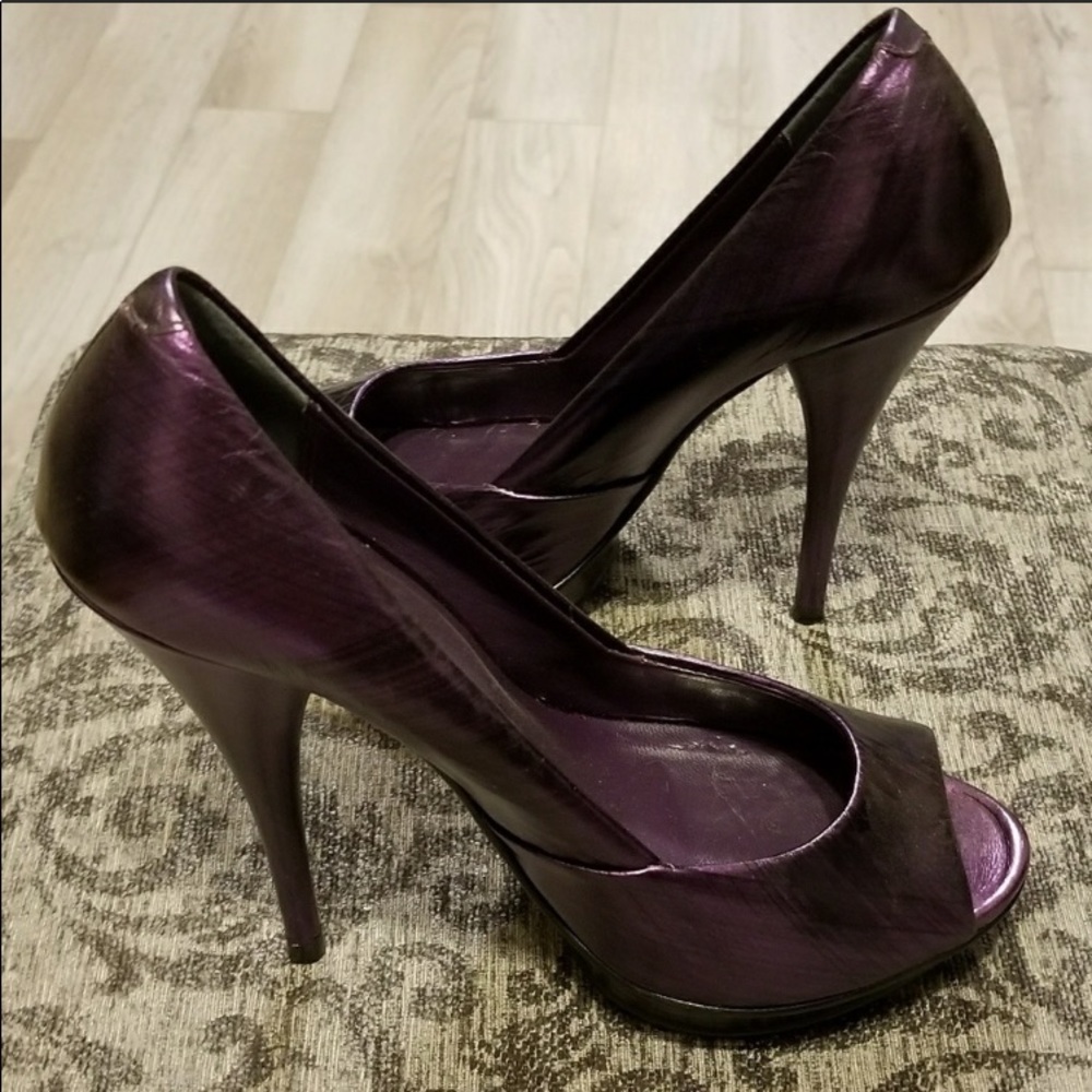 Purple Peep Toe Heels